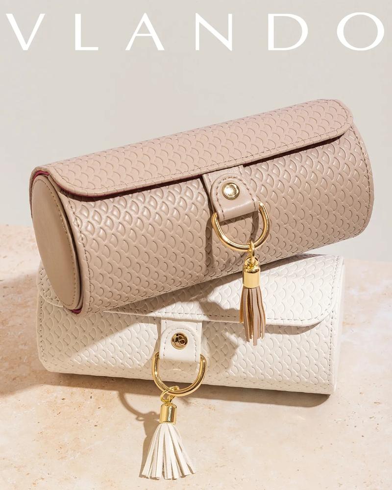 VLANDO Viaggio travel jewelry case, Small Round Multi-layer Jewelry Storage for Women, Gifts for Travelers Couples Mom Friends,Valentine's Day gift, Bridesmaid Gifts