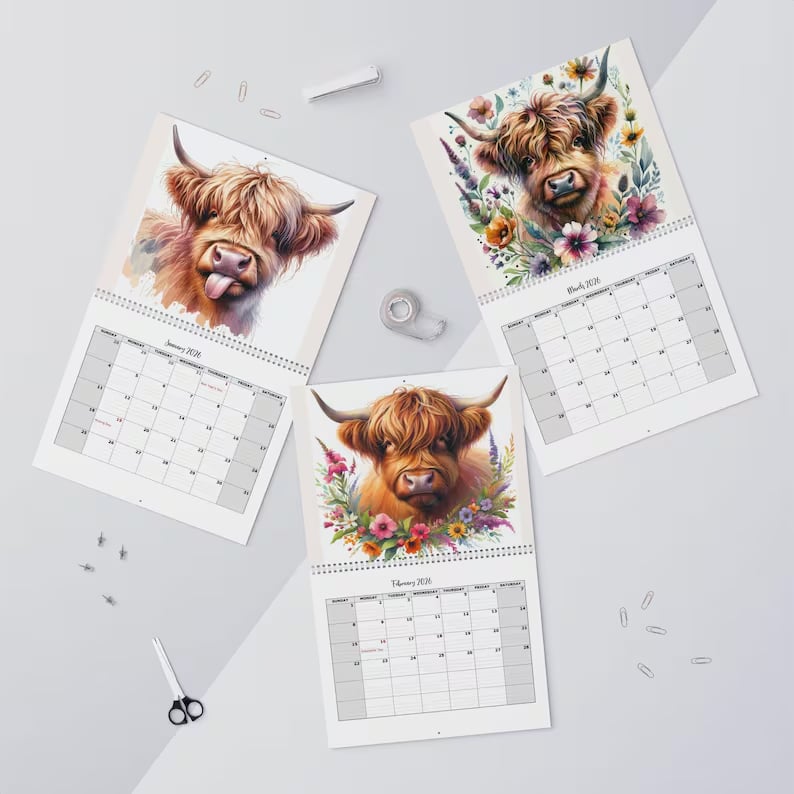 🐮Highland Cow Calendar 2026📅