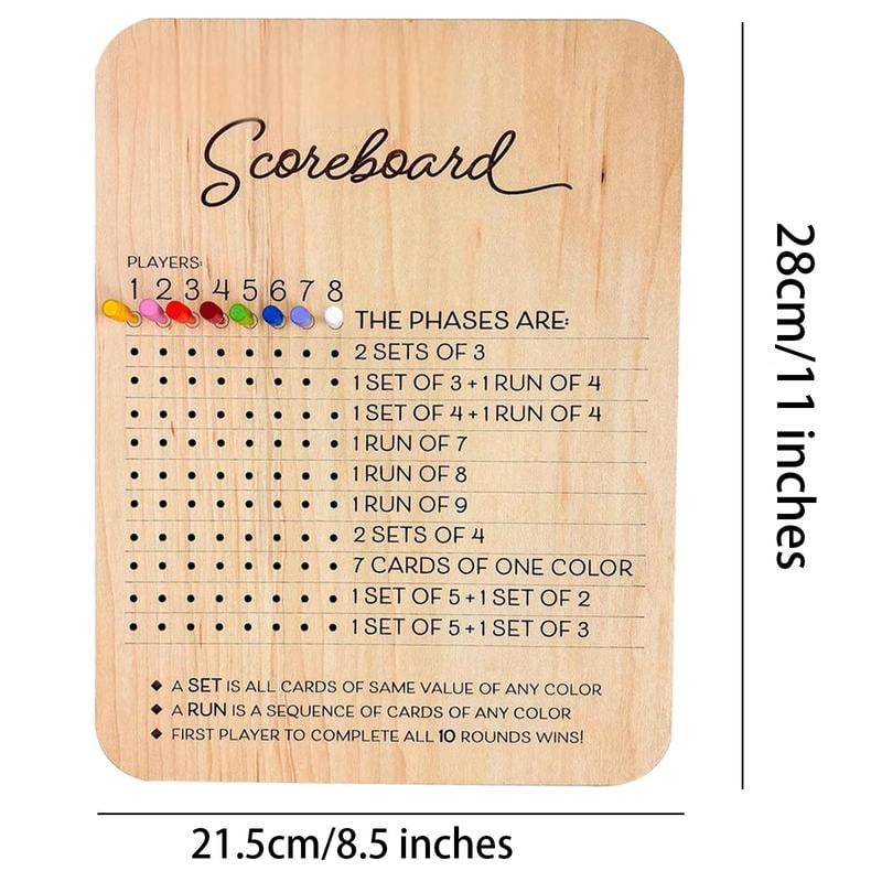 Wooden Phase 10 Score Board