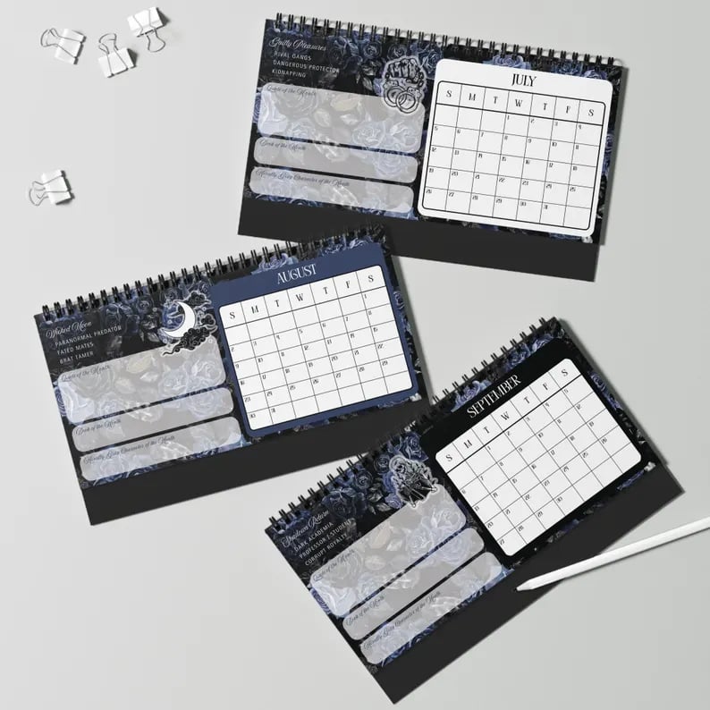 🖤📅Dark Romance 2026 Bookish Desktop Calendar