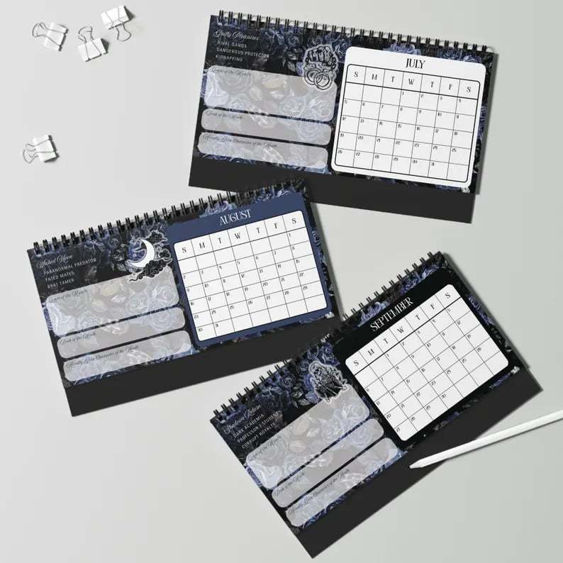 🖤📅Dark Romance 2026 Bookish Desktop Calendar