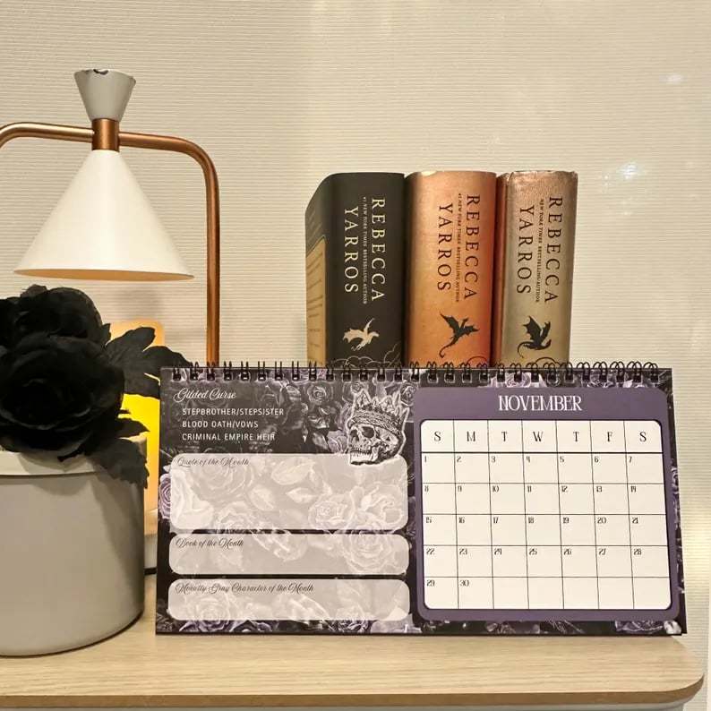 🖤📅Dark Romance 2026 Bookish Desktop Calendar
