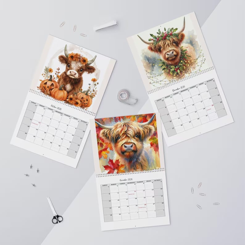 🐮Highland Cow Calendar 2026📅