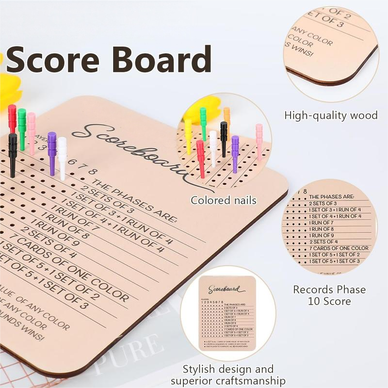 Wooden Phase 10 Score Board