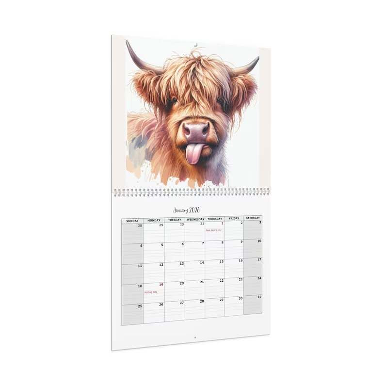 🐮Highland Cow Calendar 2026📅