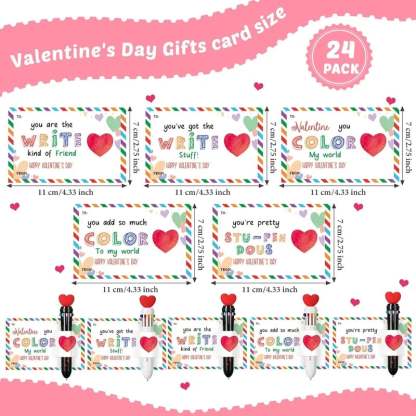 💞Valentine's Day Gifts Set: Multicolor Ballpoint Pen and Shaped Card Cards - Exchange Gift for Student🎁
