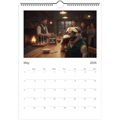 Pug Calendar 2026 - Daily Activities
