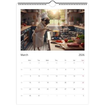 Pug Calendar 2026 - Daily Activities