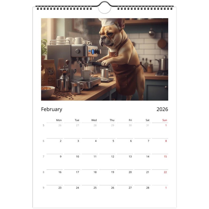 French bulldog Calendar 2026 - Daily Activities