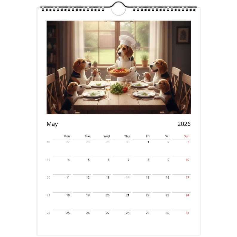 Beagle dog Calendar 2026 - Daily Activities