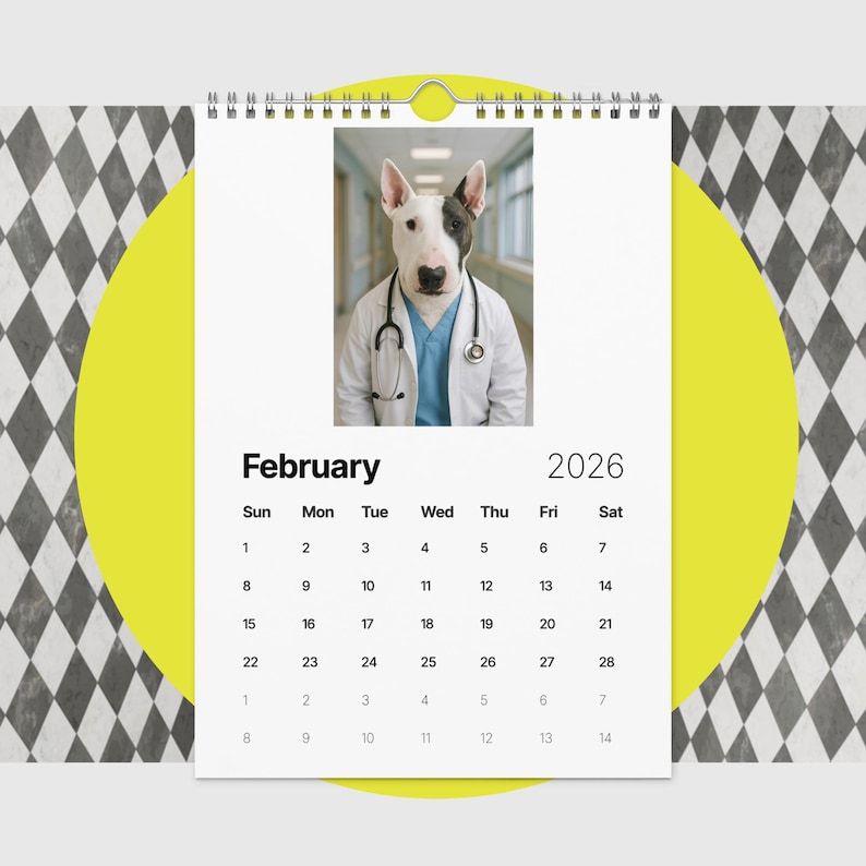 Bull Terrier Dog Calendar 2026 – Funny Bull Terrier Gifts for Dog Lovers