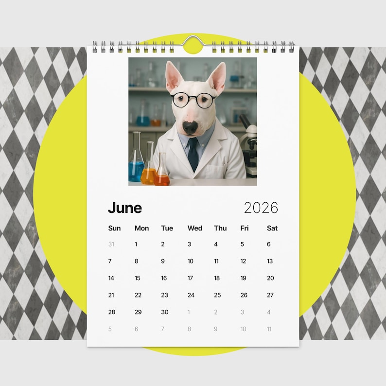 Bull Terrier Dog Calendar 2026 – Funny Bull Terrier Gifts for Dog Lovers
