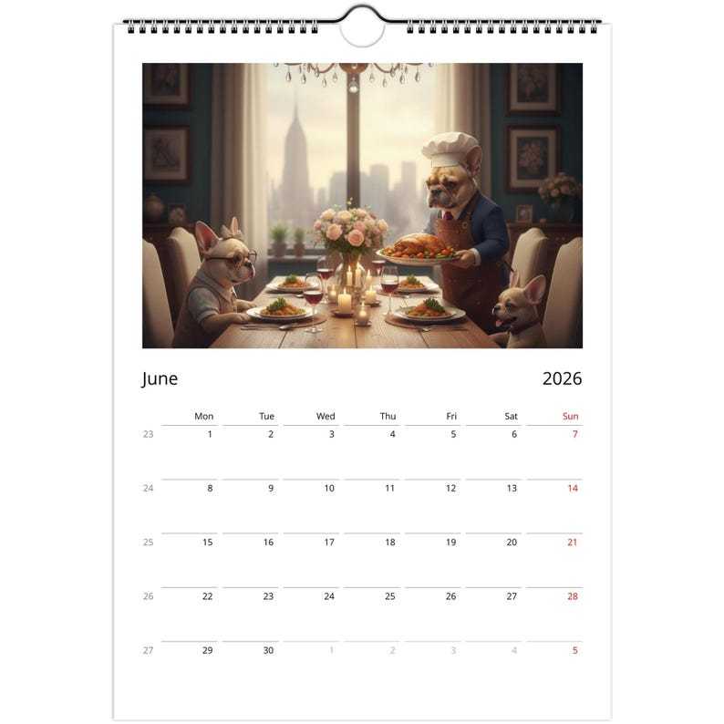French bulldog Calendar 2026 - Daily Activities