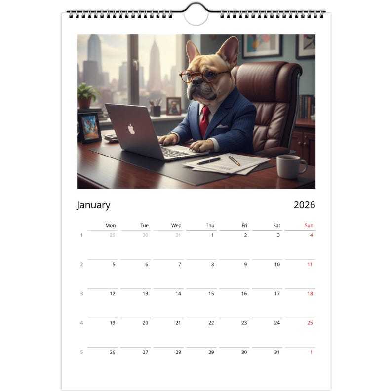 French bulldog Calendar 2026 - Daily Activities