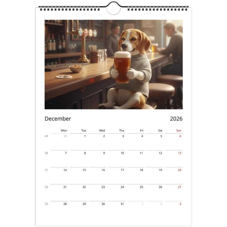 Beagle dog Calendar 2026 - Daily Activities