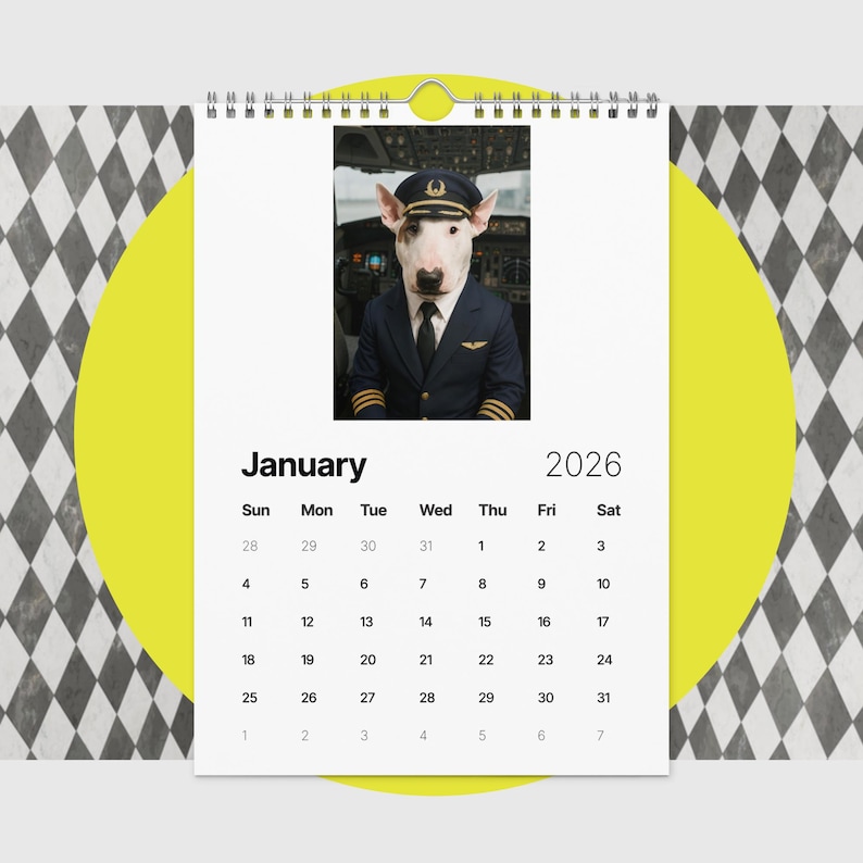 Bull Terrier Dog Calendar 2026 – Funny Bull Terrier Gifts for Dog Lovers