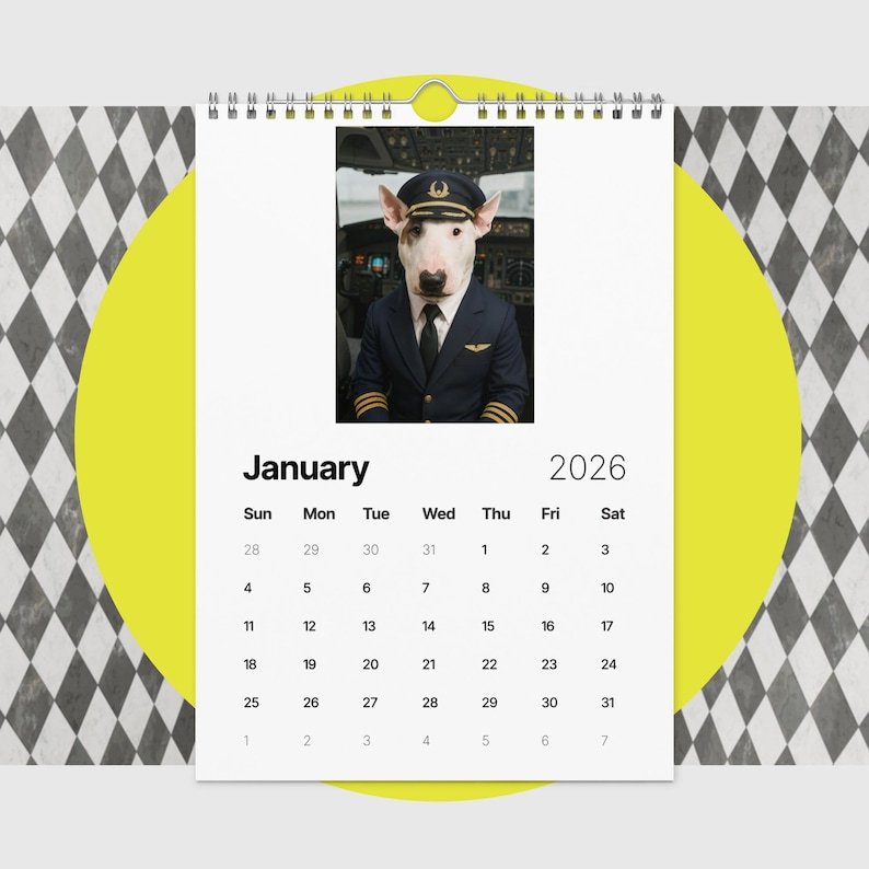 Bull Terrier Dog Calendar 2026 – Funny Bull Terrier Gifts for Dog Lovers