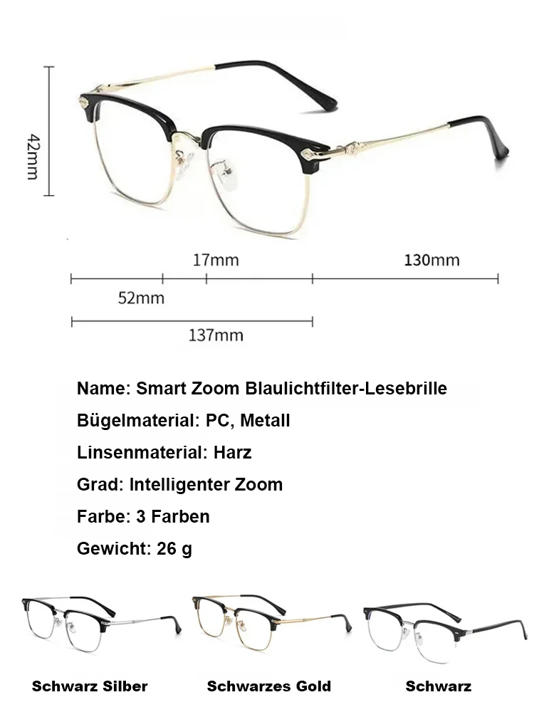 【Historisch niedriger Weihnachtspreis】Automatische Zoom- und Blaulichtschutz-Altersweitsichtbrille