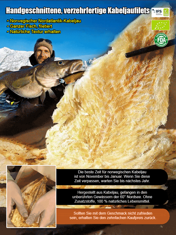 🍣【Importiert aus Hokkaido】Handgerissene, sofort verzehrbare Kabeljaufilets 🗾