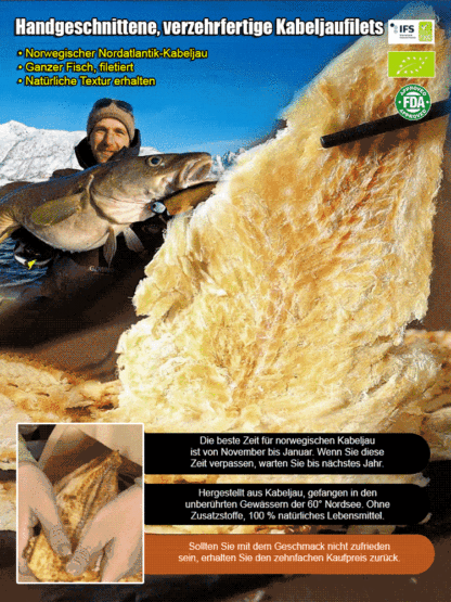 🍣【Importiert aus Hokkaido】Handgerissene, sofort verzehrbare Kabeljaufilets 🗾