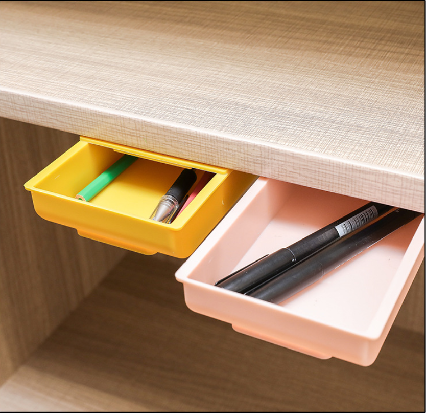 Unsichtbare Schubladen-Aufbewahrungsbox unter dem Tisch, Aufbewahrungsbox für Büroschreibwaren auf dem Schreibtisch, Aufbewahrungsbox für klebrige Kleinteile