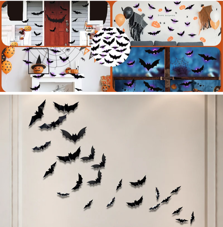 Perfect Halloween decoration】3D realistic bat spider