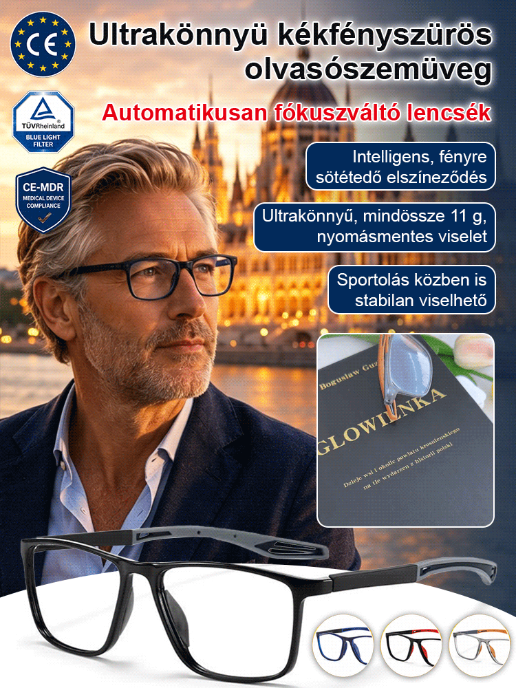  [Német Orvosi Technológia] Intelligens Színváltós és Kékfény-szűrős Szemüveg