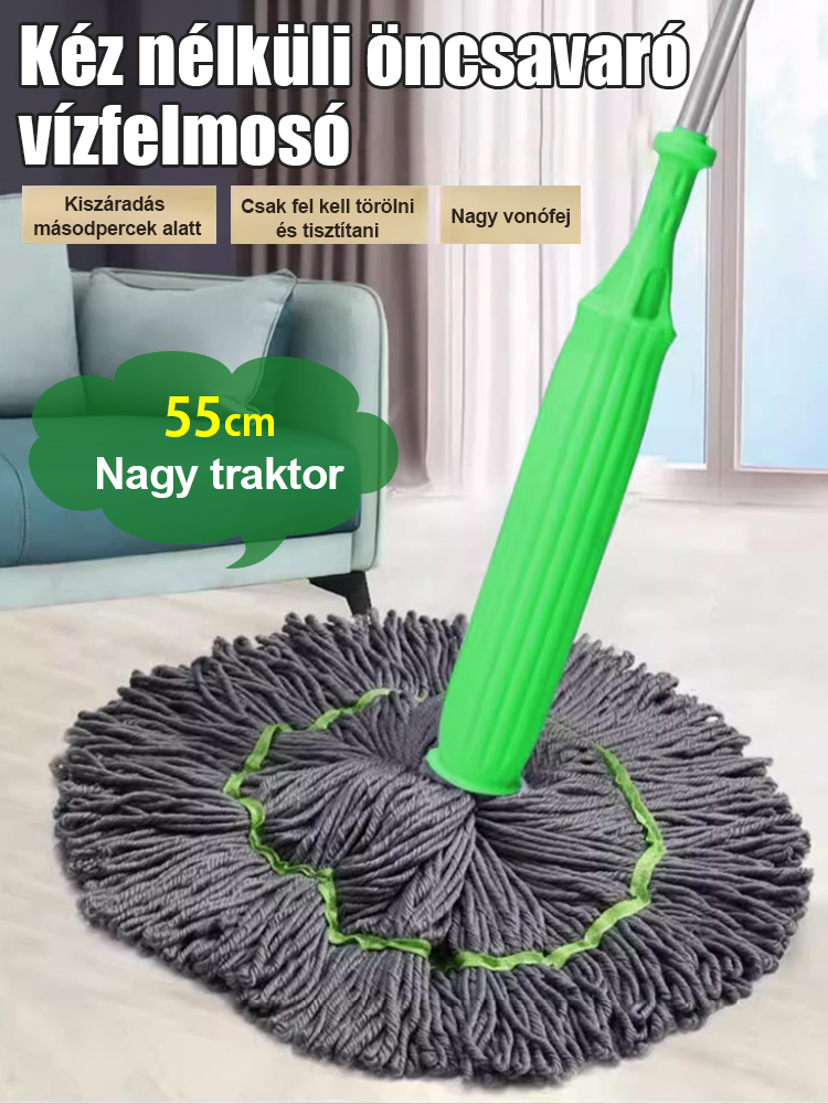 🔥1 másodperces gyors takarító felmosó, bambusz szálú forgó felmosó 🌪️ Nem kell kézzel mosni, nem tapad a szennyeződés ✅ Erős víz- és porfelvevő