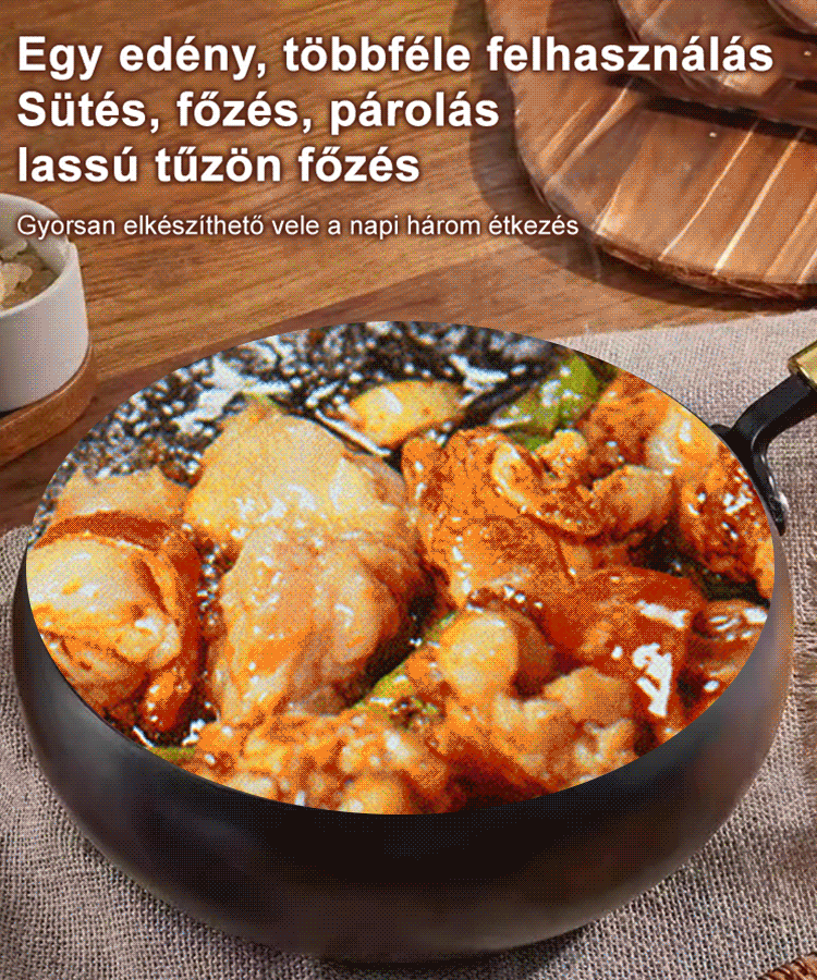 Bevonat nélküli tapadásmentes serpenyő