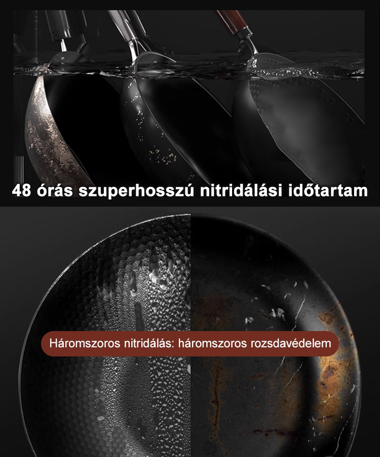 Bevonat nélküli tapadásmentes serpenyő