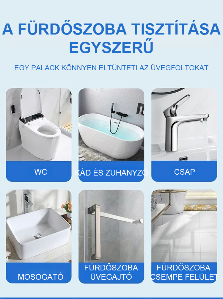 💡Kiválóan hatékony a foltok eltávolításában és erőteljesen fertőtlenít, így fürdőszobája vadonatújnak tűnik.