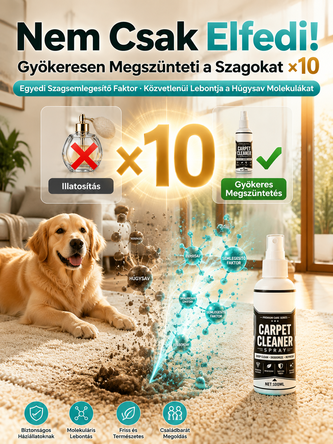 🌿 Német Nano-Kárpittisztító Spray – Tisztítás Víz És Öblítés Nélkül!