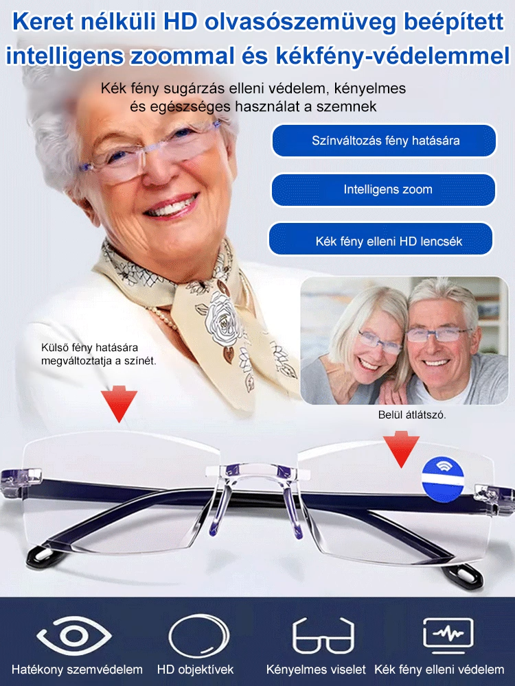 ✨Keret nélküli szemüveg, automatikus látáskorrekcióval 0-1000 dioptriáig