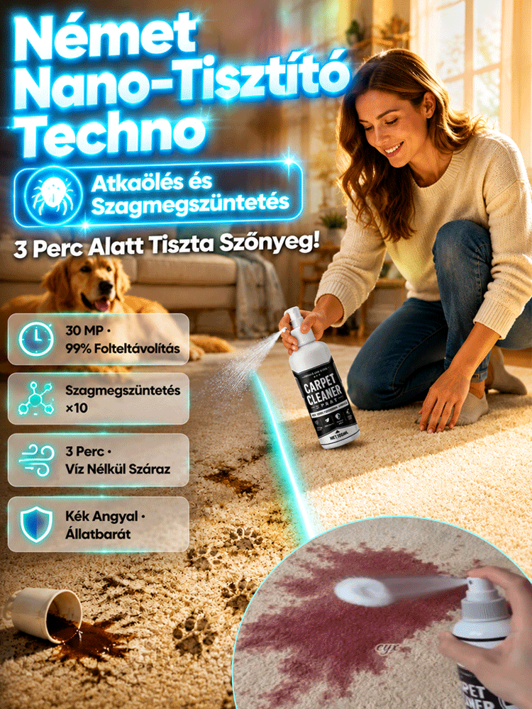 🌿 Német Nano-Kárpittisztító Spray – Tisztítás Víz És Öblítés Nélkül!