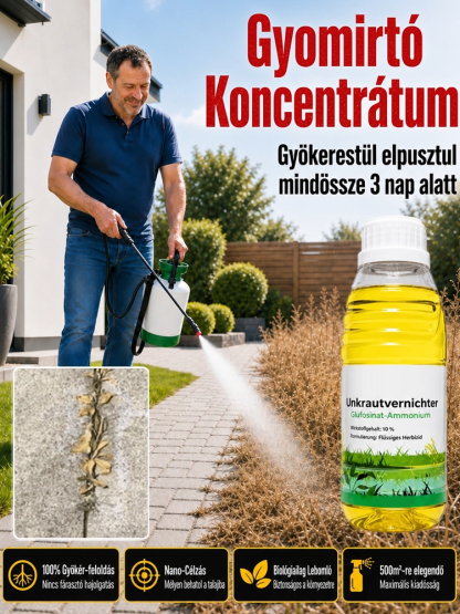 🌿💧Intelligens Gyomirtó Koncentrátum - Célzott Gyökérpusztítás a Virágok és a Gyep Károsítása Nélkül