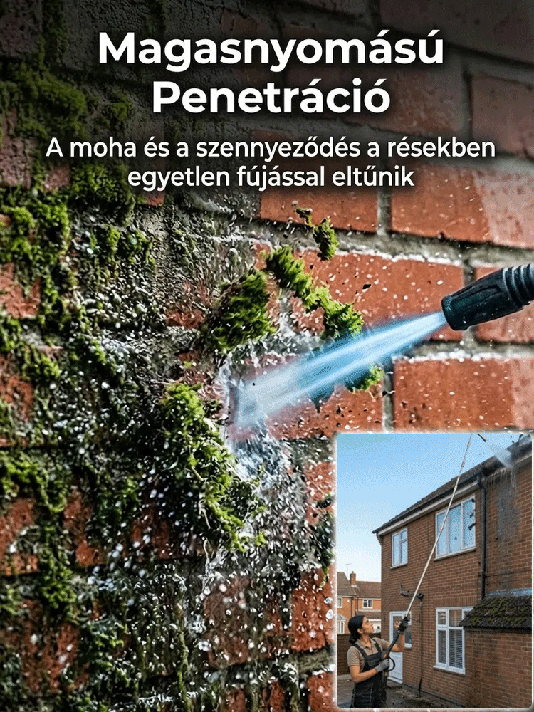 💧 Prémium Rozsdamentes Tisztítófej: Térkő, Autó és Homlokzat tisztításhoz