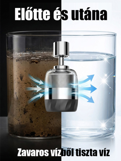 CE/NSF minősítés! 5 másodperc alatt tiszta víz, 99% baktériummentesítés és klórmentesítés💧