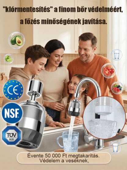 CE/NSF minősítés! 5 másodperc alatt tiszta víz, 99% baktériummentesítés és klórmentesítés💧
