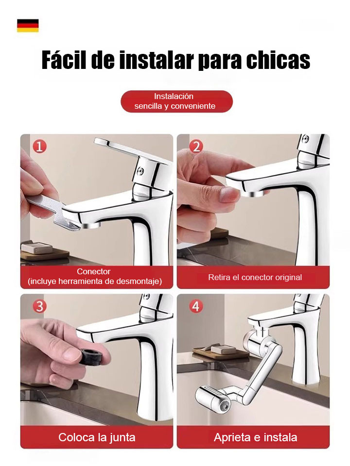 🚰360° Rotating Faucet + Dual Water Flow, German Engineering with All-Copper Interfaces