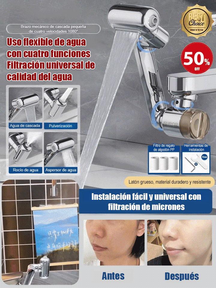 🚰360° Rotating Faucet + Dual Water Flow, German Engineering with All-Copper Interfaces