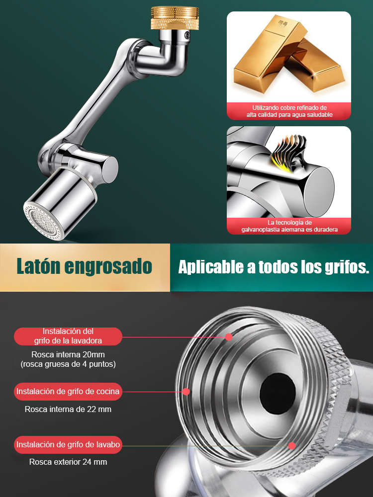 🚰360° Rotating Faucet + Dual Water Flow, German Engineering with All-Copper Interfaces