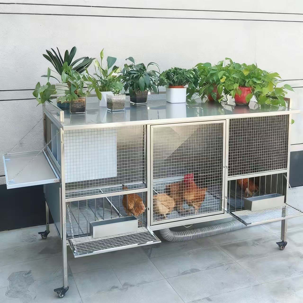 New Style Flower Rack Chicken Cage - Mobile Backyard Garden Chicken Coop, Premium Chicken Villa