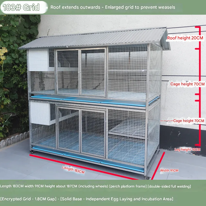Sturdy Rust-Proof Chicken Coop (Brake Casters) – Spacious Villa, Egg Area & Stainless Trough