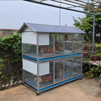 Sturdy Rust-Proof Chicken Coop (Brake Casters) – Spacious Villa, Egg Area & Stainless Trough