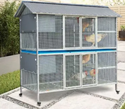 Sturdy Rust-Proof Chicken Coop (Brake Casters) – Spacious Villa, Egg Area & Stainless Trough
