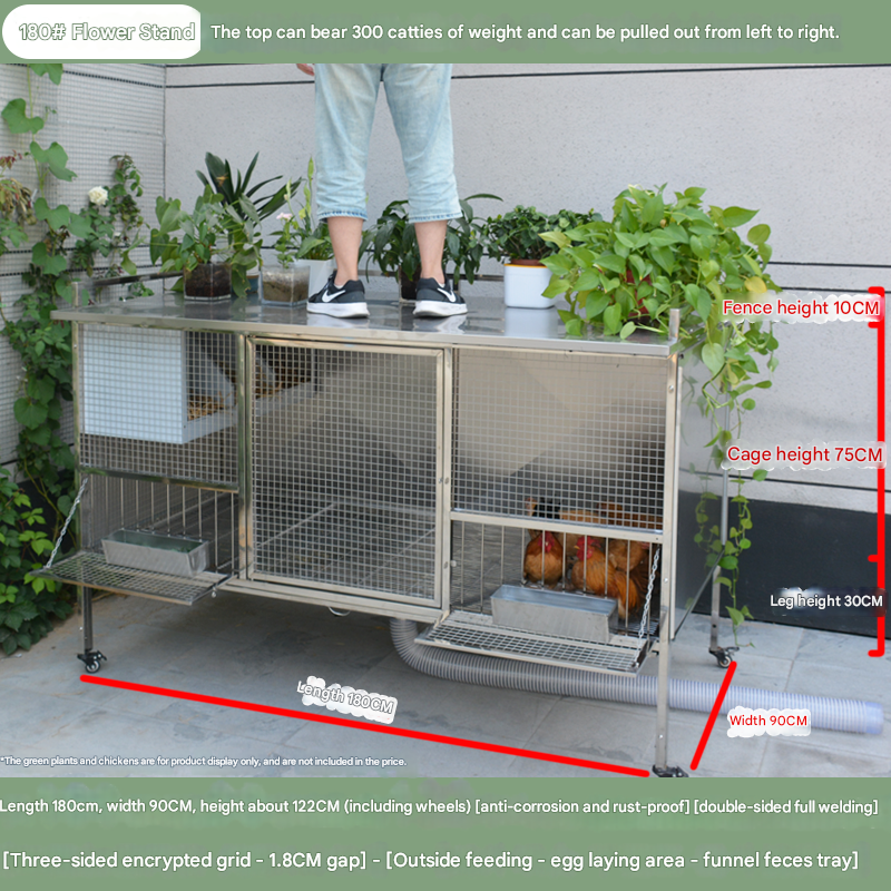 New Style Flower Rack Chicken Cage - Mobile Backyard Garden Chicken Coop, Premium Chicken Villa