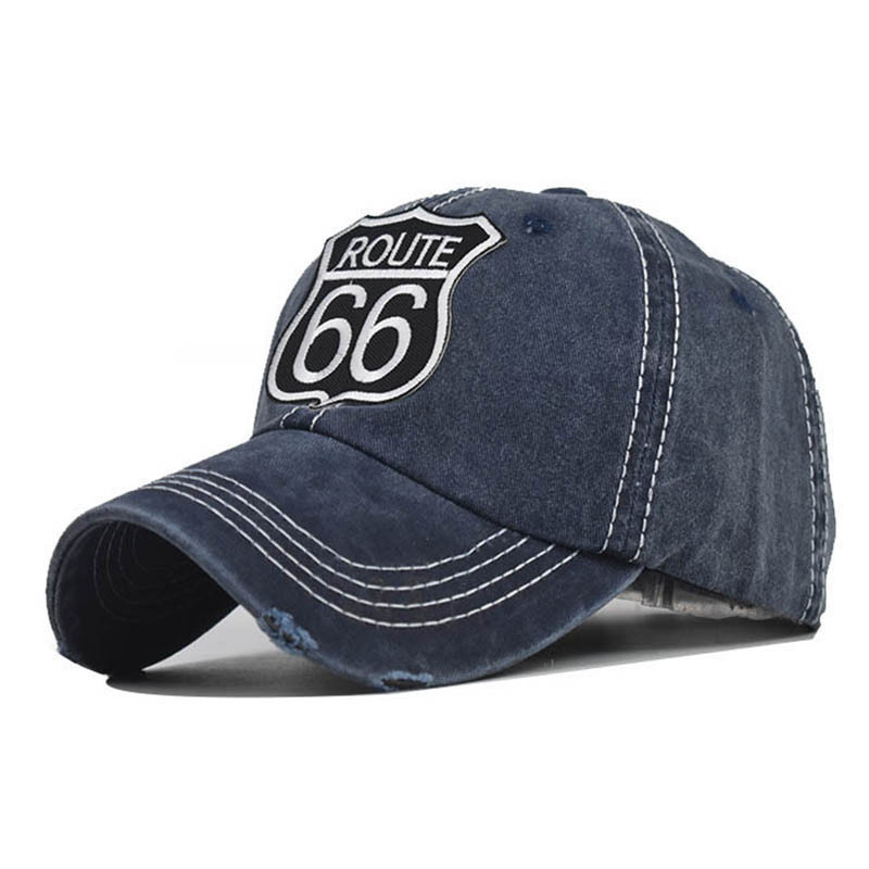 Route 66 Letter Embroidered Washed Baseball Cap-Unitsen