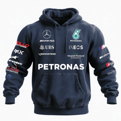 Racing-Inspired Hoodie With Sponsor Logos For Sports Enthusiasts-Unitsen