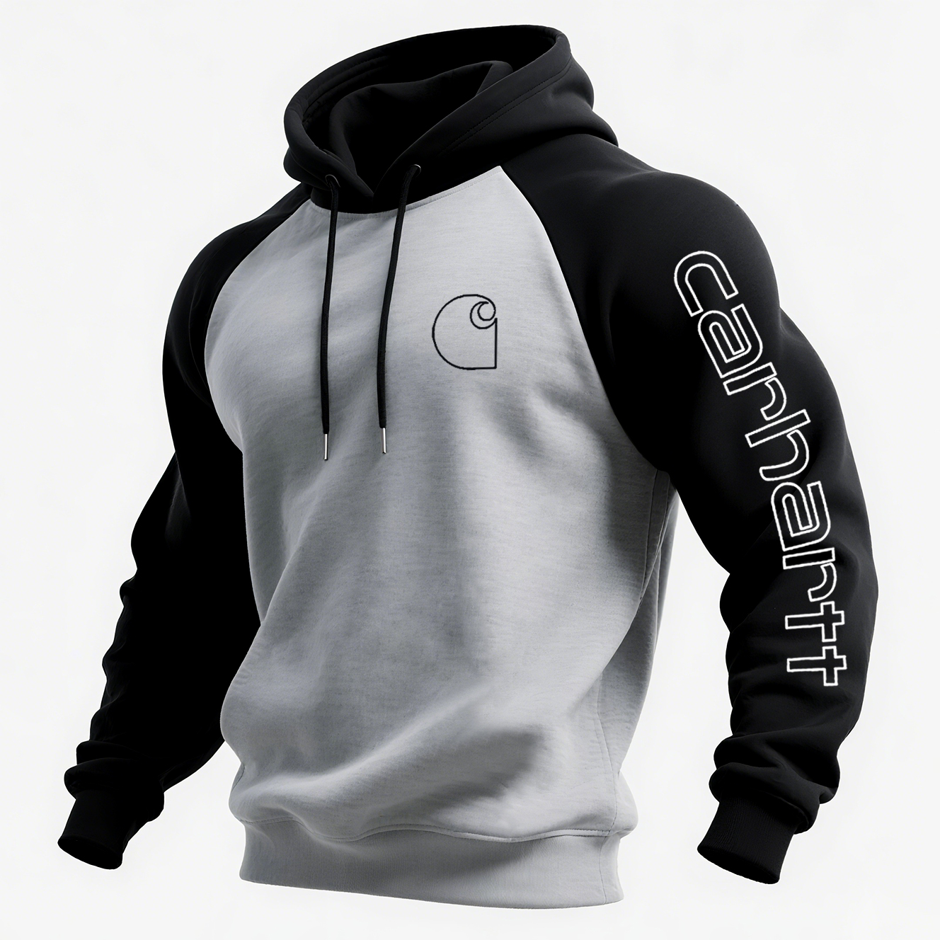 Carhartt Men's Loose Casual Contrast Color Raglan Sleeve Hooded Sweatshirt-Unitsen