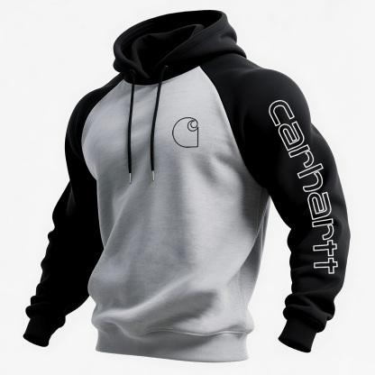 Carhartt Men's Loose Casual Contrast Color Raglan Sleeve Hooded Sweatshirt-Unitsen